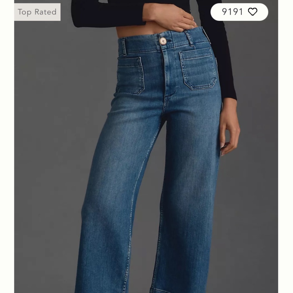 NWOT Anthropologie Colette Cropped High-Rise Wide-Leg Jeans by Maeve